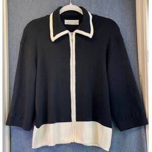 Clorindia Womens Full Jacket Block ColorBlack/White MerinoWool Blend Career Wear